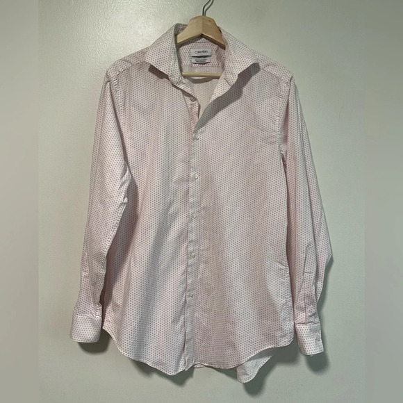 COPY - Calvin Klein Slim Fit Pink Printed Button-Down Shirt -  Medium - Picture 1 of 9